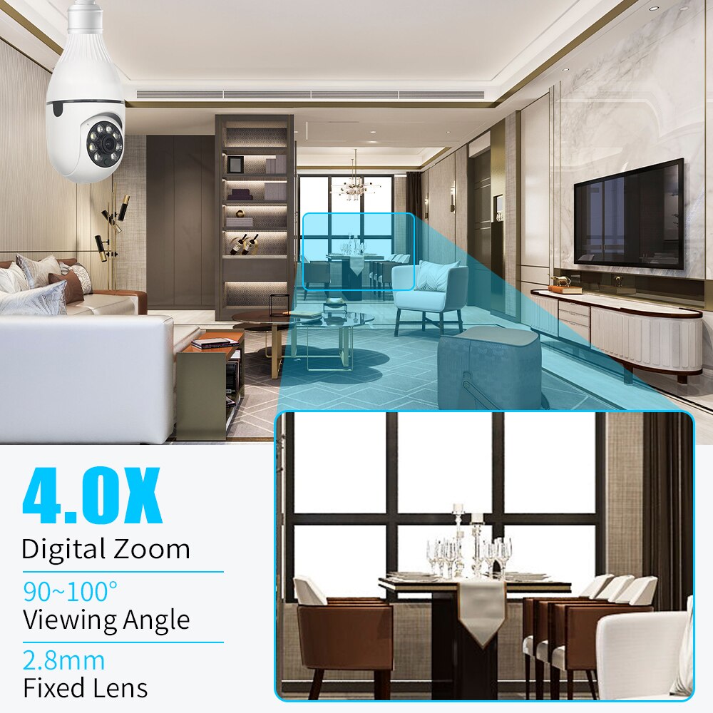 Camera de Vigilancia com Visao Noturna e Rastreamento Humano, WiFi  1296P HD