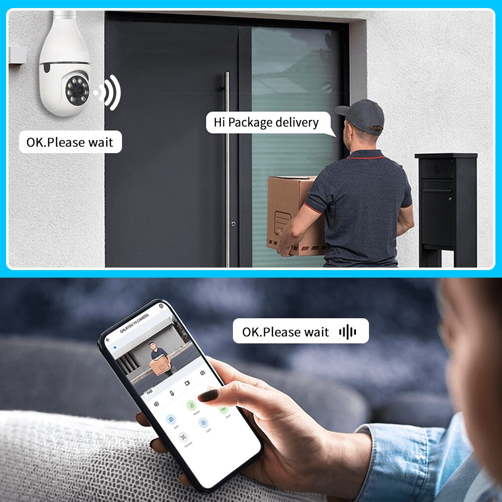 Camera de Vigilancia com Visao Noturna e Rastreamento Humano, WiFi  1296P HD
