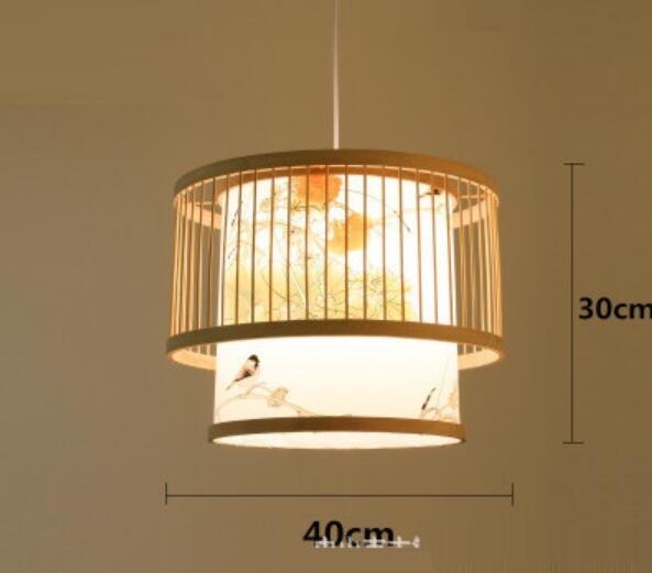 Candeeiro Luzes Pendentes Retro de Bambu Estilo Japones