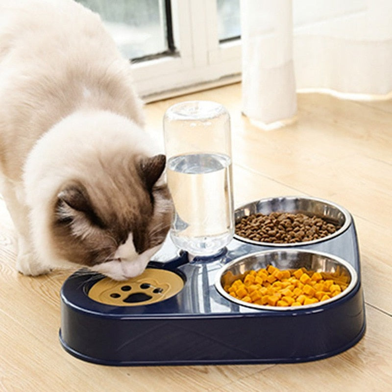 Tigela de Alimentação para Cachorro e Gato com Garrafa de Água Automática