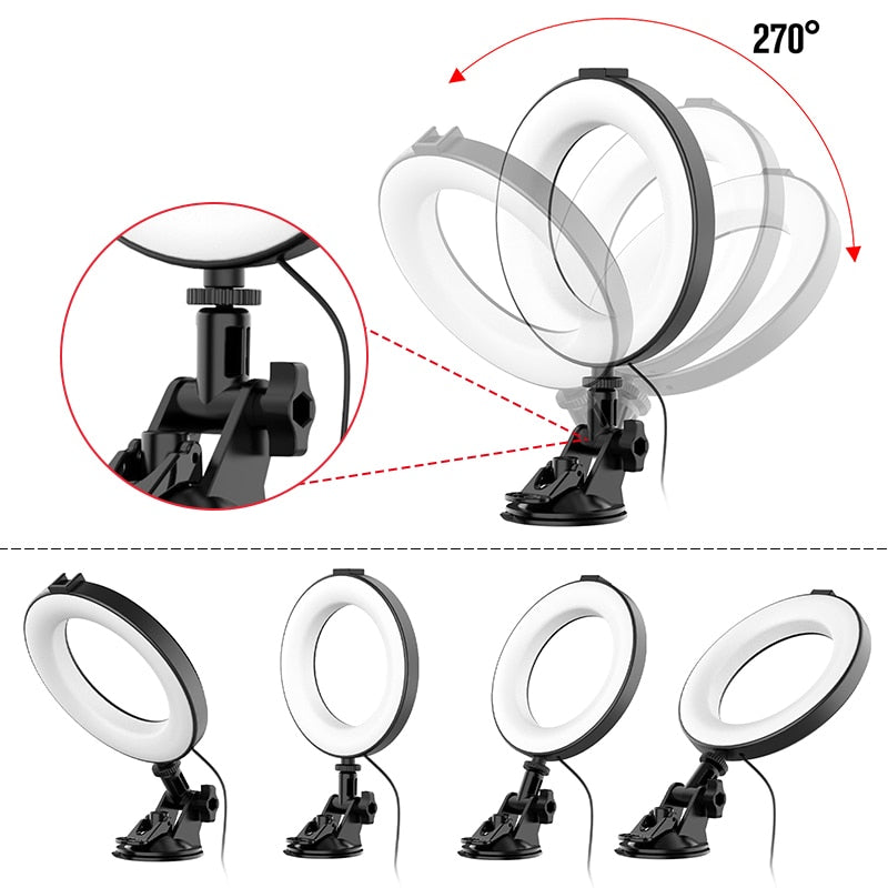 Ring Light Led Luz com Ventosa Luz de Preenchimento de Transmissão ao Vivo