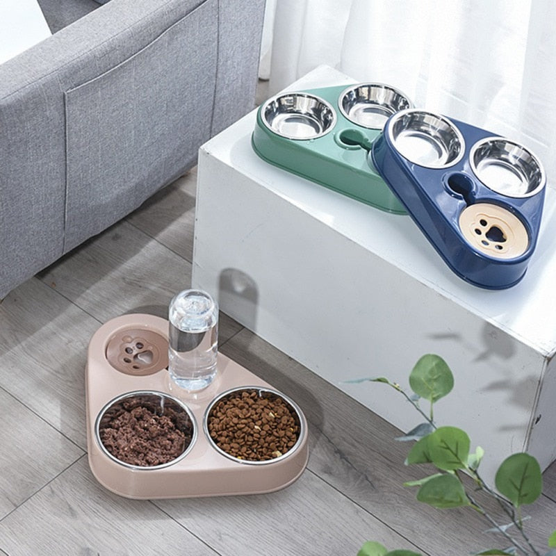 Tigela de Alimentação para Cachorro e Gato com Garrafa de Água Automática