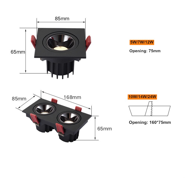 Holofote Downlight Regulável Antirreflexo LED