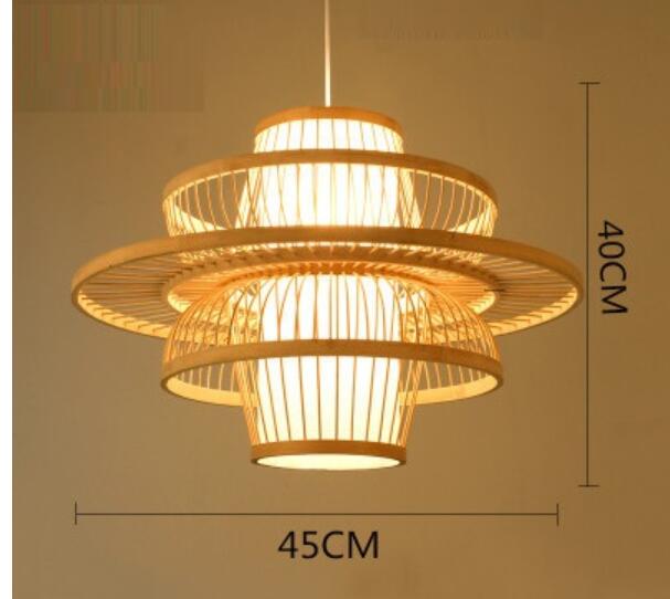Candeeiro Luzes Pendentes Retro de Bambu Estilo Japones