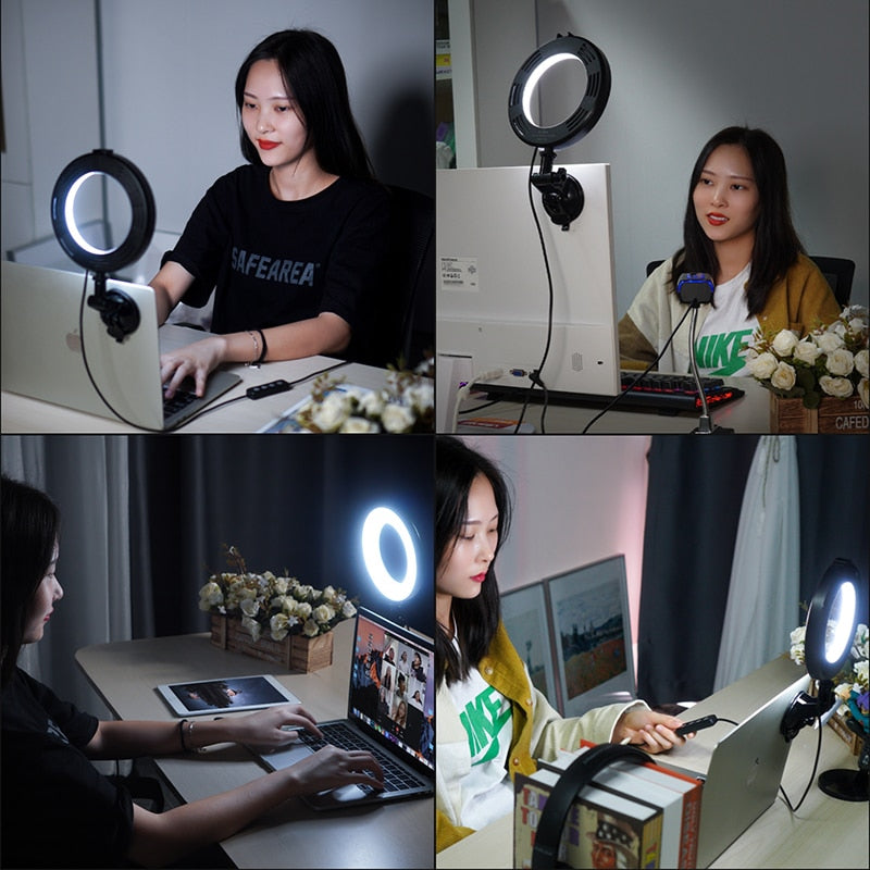Ring Light Led Luz com Ventosa Luz de Preenchimento de Transmissão ao Vivo