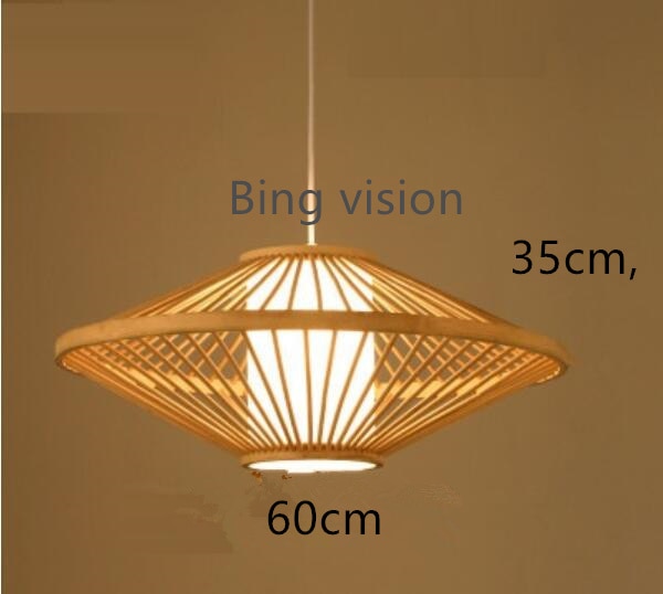 Candeeiro Luzes Pendentes Retro de Bambu Estilo Japones