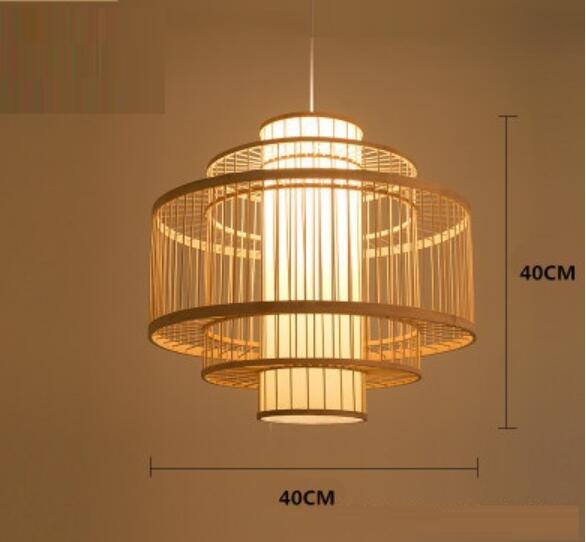 Candeeiro Luzes Pendentes Retro de Bambu Estilo Japones