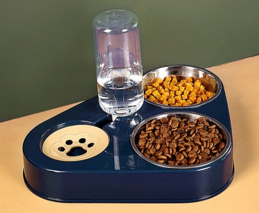 Tigela de Alimentação para Cachorro e Gato com Garrafa de Água Automática