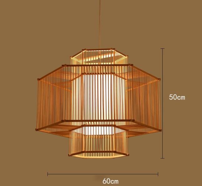 Candeeiro Luzes Pendentes Retro de Bambu Estilo Japones