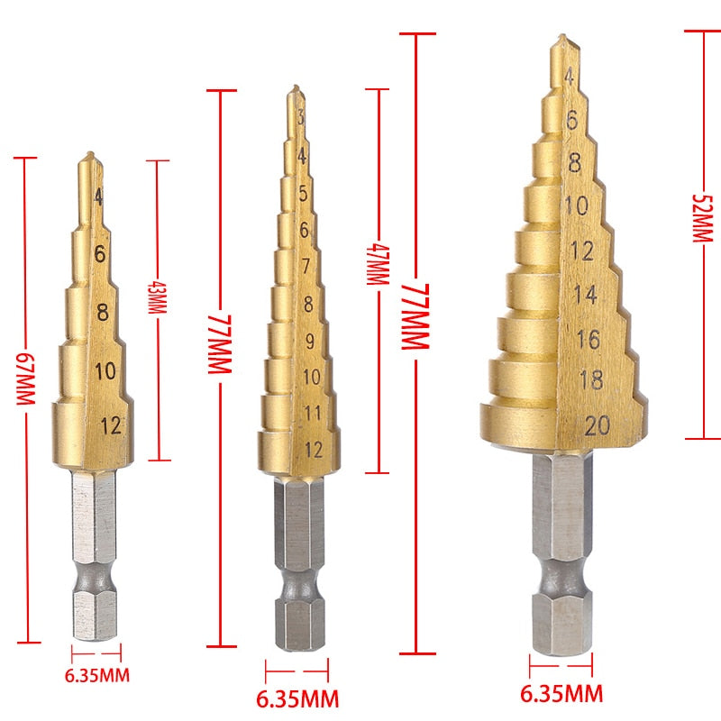 Conjunto de Brocas de Nucleo para Madeira com Revestimento de Titanio