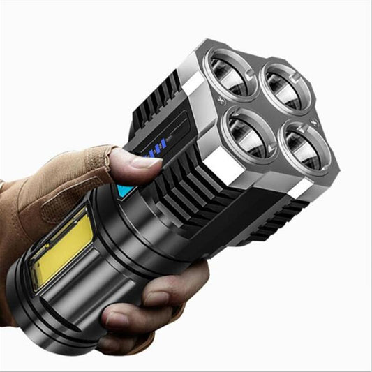 Lanterna Mini 4LED 1200Ma 18650 Battery USB Recarregavel USB COB LED Flashlight