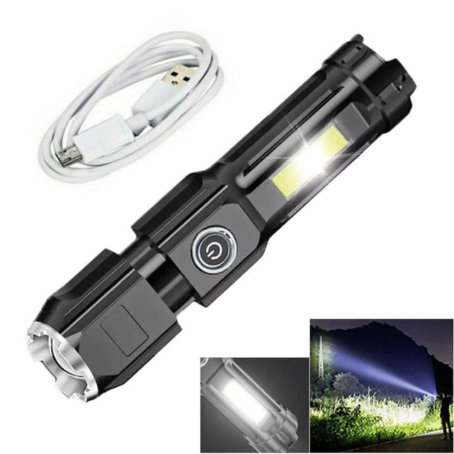 Lanterna Luz Forte Recarregável Zoom Gigante