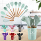 Conjunto de 11 Utensilios de Cozinha com Cabo de Madeira de Silicone