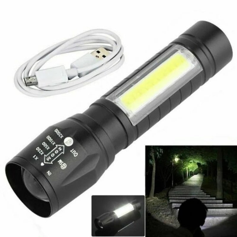 Lanterna Luz Forte Recarregável Zoom Gigante