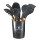 Conjunto de 11 Utensilios de Cozinha com Cabo de Madeira de Silicone