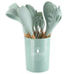 Conjunto de 11 Utensilios de Cozinha com Cabo de Madeira de Silicone