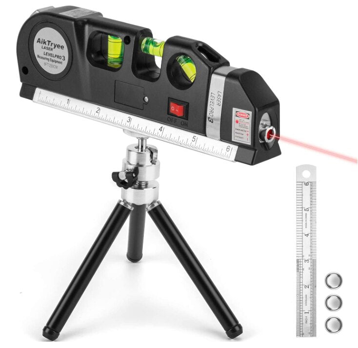 Medidor 4 em 1 Laser Infravermelho Linha Cruzada Medicao de Fita Laser Ferramenta com Tripe