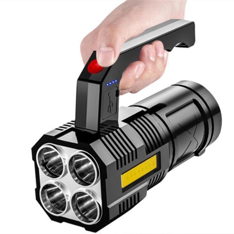 Lanterna Mini 4LED 1200Ma 18650 Battery USB Recarregavel USB COB LED Flashlight